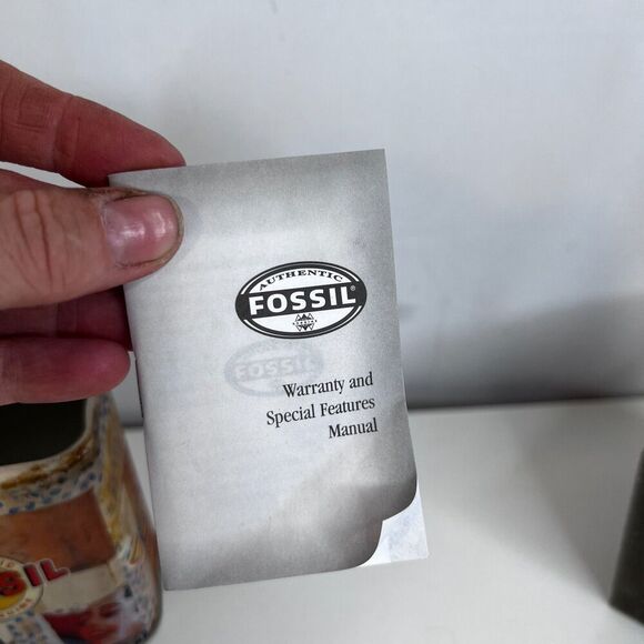 FOSSIL Tin Can Watch Empty Authentic Genuine Fossil 1999 w/ Accessories - Picture 11 of 14